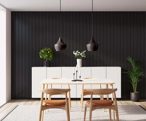 Ribbon-Color Midnight Black Glossy with Black RecoSilent in dining room